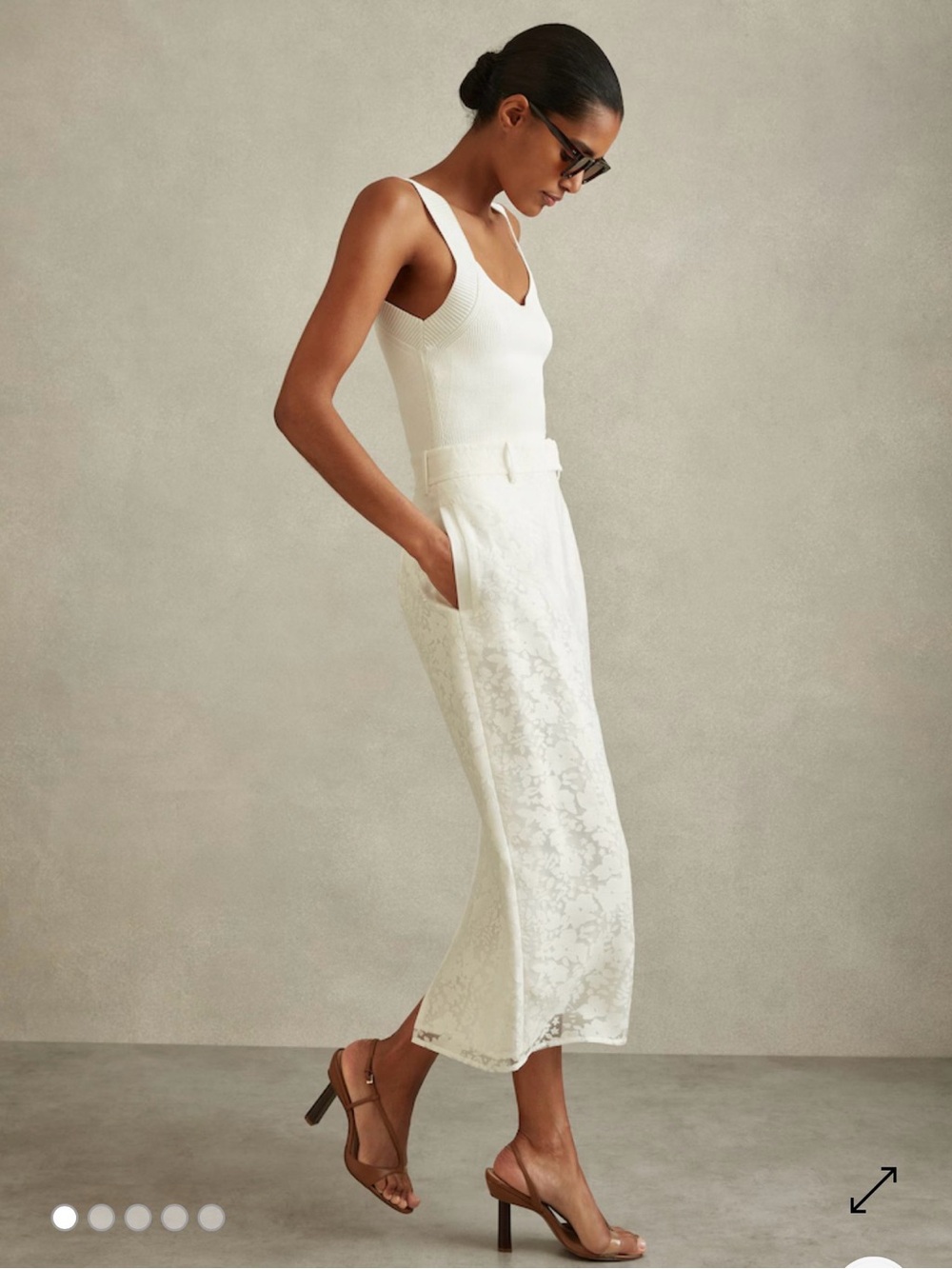 Reiss Denva Burnout Lace Midi Skirt